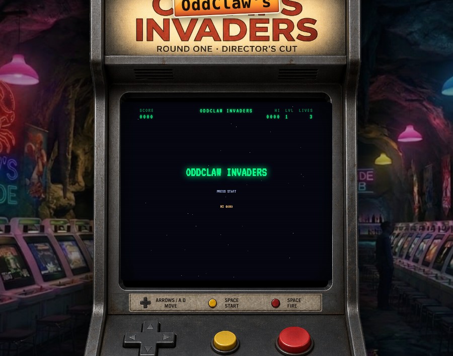 OddClaw's Invaders arcade cabinet preview